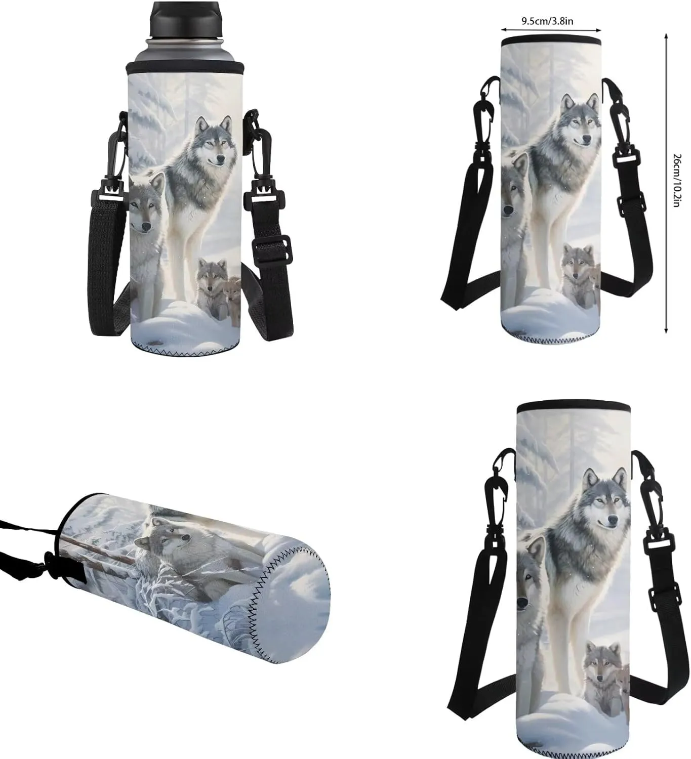 doginthehole Snow Wolf Book Bag for Boys 10-12 Cool Boys Backpack and Lunch Box Set of 4 Large Capacity Boys School Bag Set for Elementary School Primary School Casual Daypack Backpacks School Bag