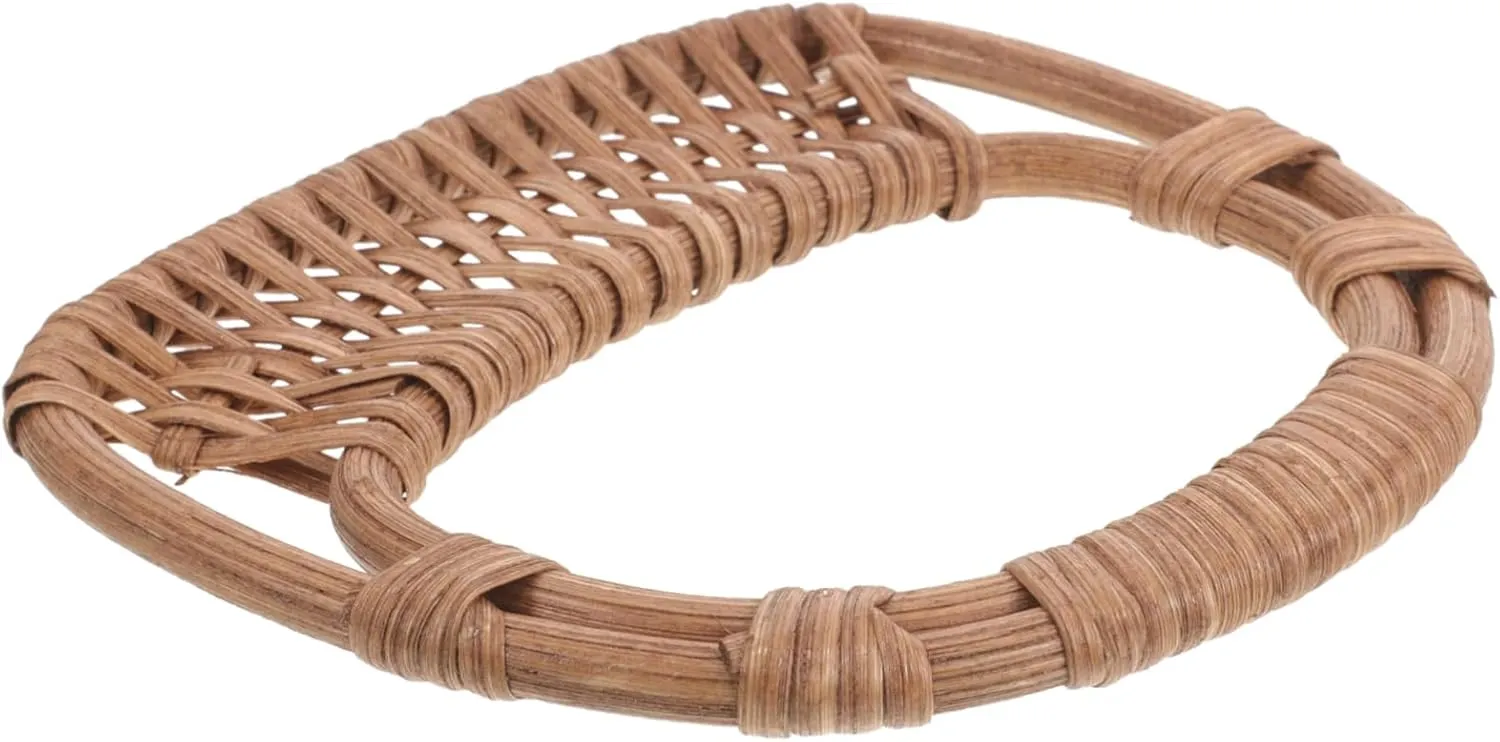 DOITOOL 5pcs Clasp Bag Making Handles Brown Handbag Handle for Tote Rattan Wicker Woven Bag Making Supplies Bag Handles Bag Handle Sewing Handbag Grip Replacement Handle Coffee