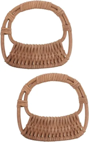DOITOOL 5pcs Clasp Bag Making Handles Brown Handbag Handle for Tote Rattan Wicker Woven Bag Making Supplies Bag Handles Bag Handle Sewing Handbag Grip Replacement Handle Coffee