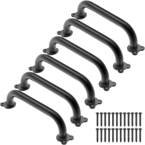 Dolibest 6 Pack 12-Inch Safety Handle, Metal Safety Playground Handles,Sturdy Playground Handle Bars & Wider Base Design, Playset Handles for Climbing Frame, Treehouse, Swing Set Accessories-Black