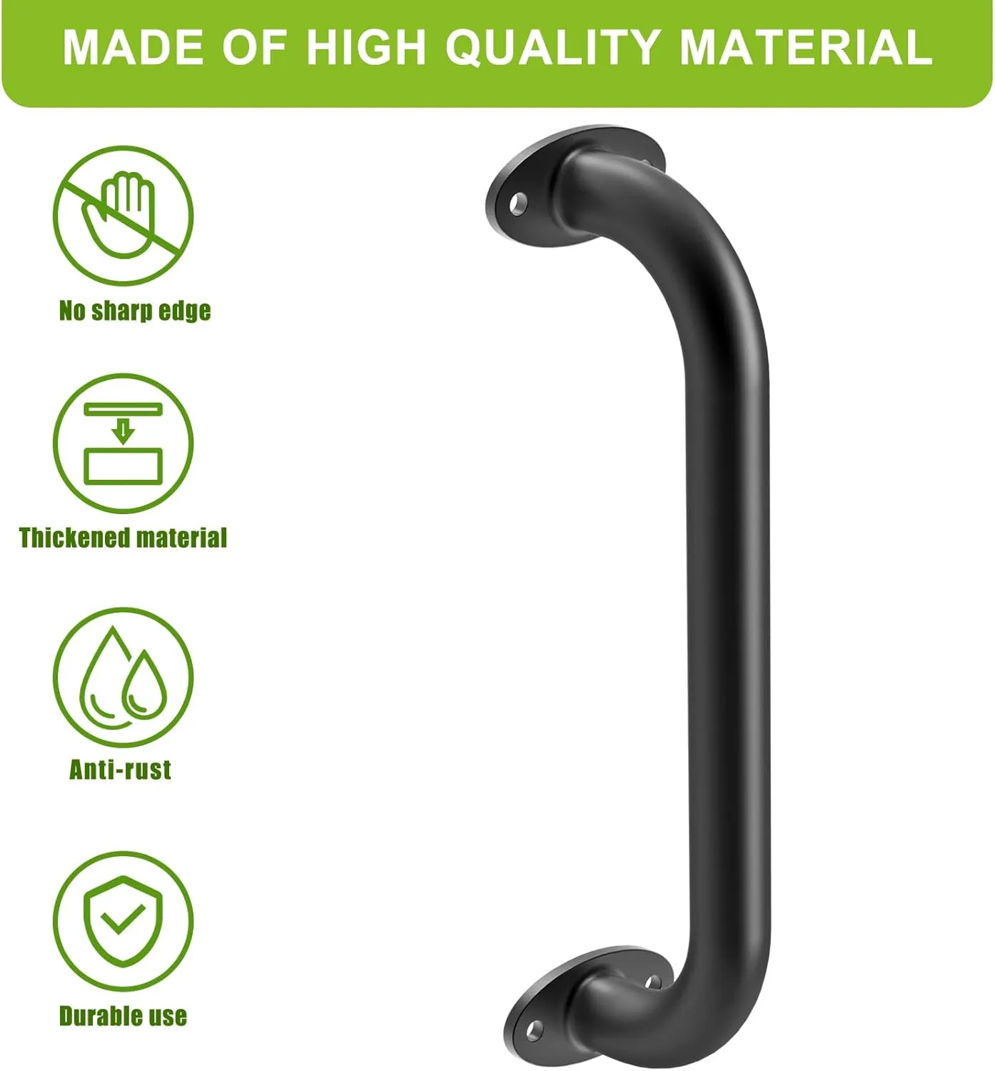 Dolibest 6 Pack 12-Inch Safety Handle, Metal Safety Playground Handles,Sturdy Playground Handle Bars & Wider Base Design, Playset Handles for Climbing Frame, Treehouse, Swing Set Accessories-Black