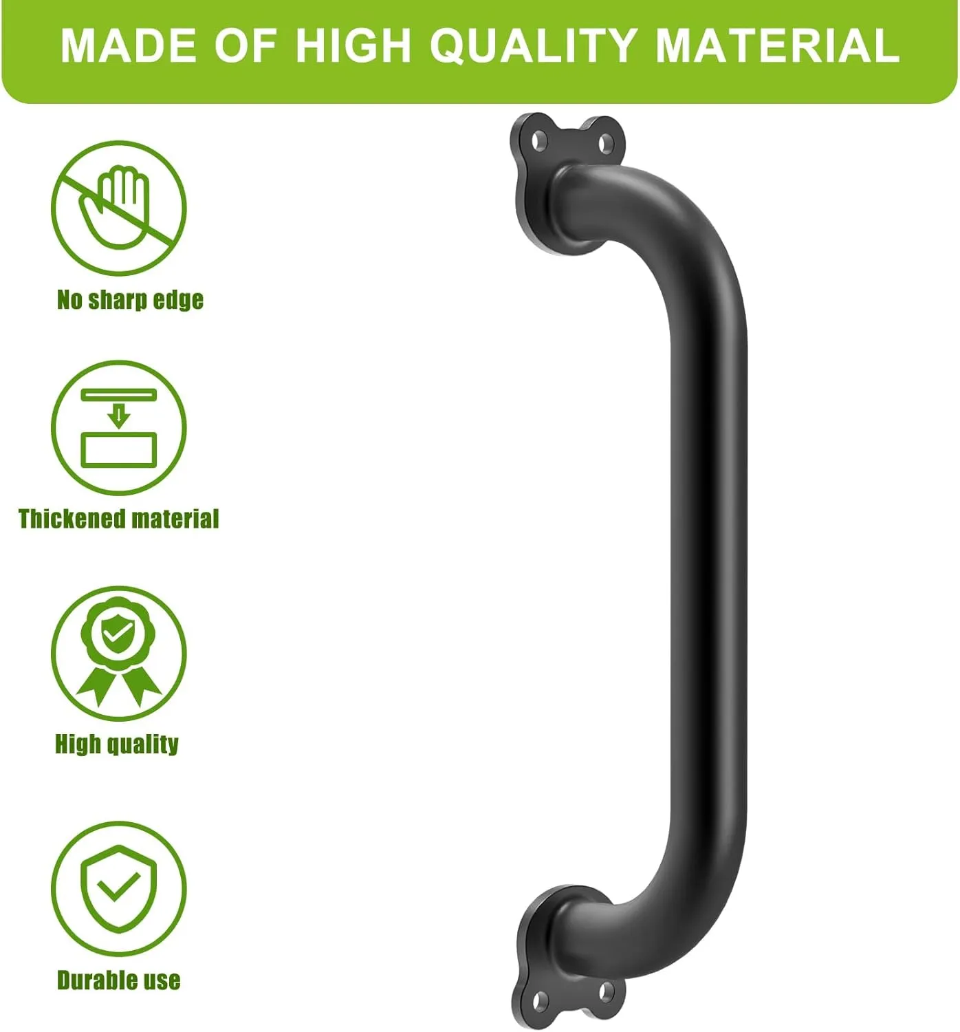 Dolibest 6 Pack 12-Inch Safety Handle, Metal Safety Playground Handles,Sturdy Playground Handle Bars & Wider Base Design, Playset Handles for Climbing Frame, Treehouse, Swing Set Accessories-Black