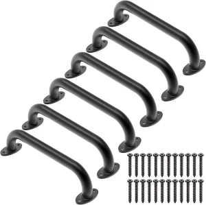 Dolibest 6 Pack 12-Inch Safety Handle, Metal Safety Playground Handles,Sturdy Playground Handle Bars & Wider Base Design, Playset Handles for Climbing Frame, Treehouse, Swing Set Accessories-Black