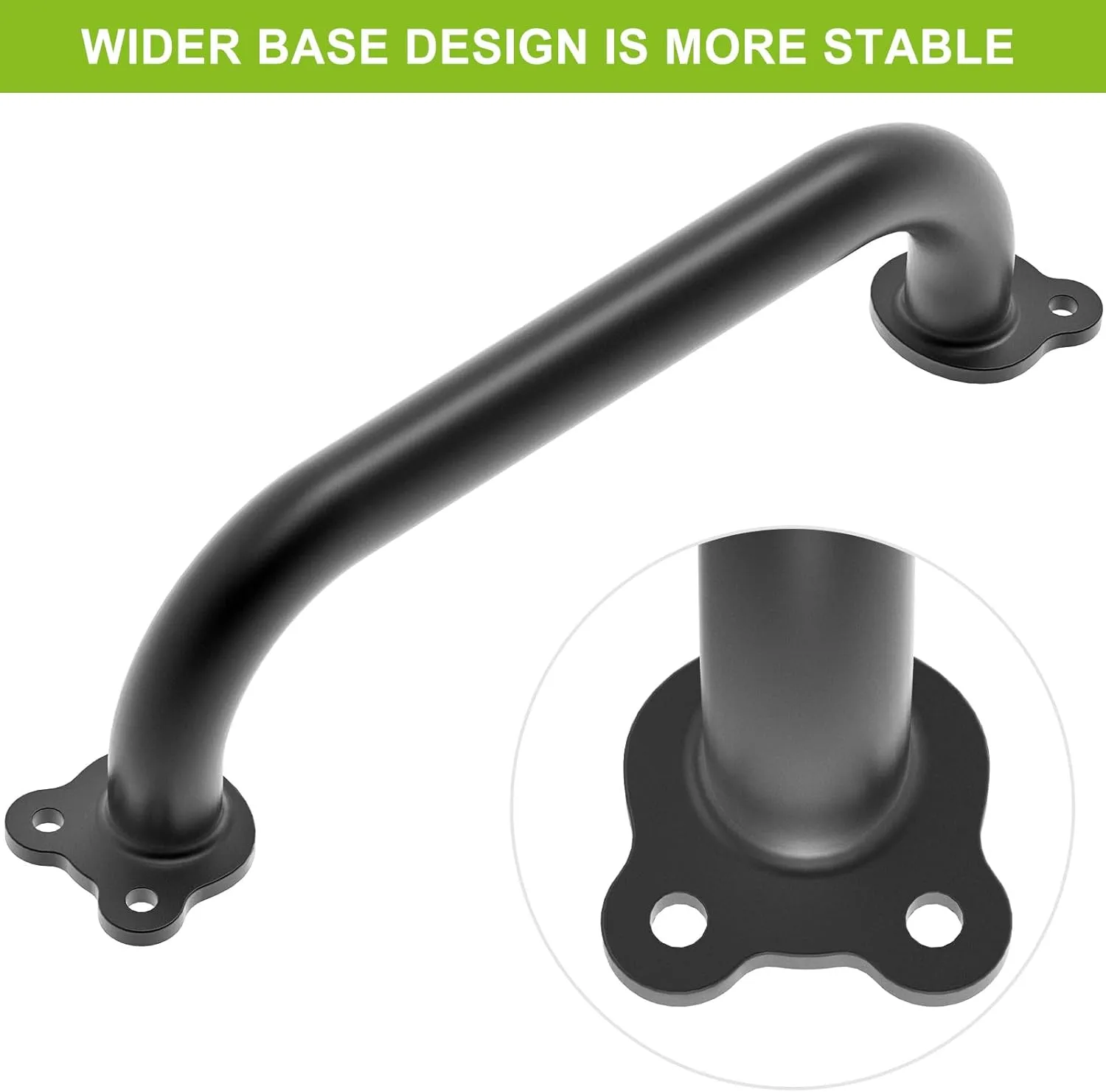 Dolibest 6 Pack 12-Inch Safety Handle, Metal Safety Playground Handles,Sturdy Playground Handle Bars & Wider Base Design, Playset Handles for Climbing Frame, Treehouse, Swing Set Accessories-Black