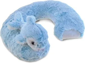 DolliBu Blue Dolphin Plush Neck Pillow - Soft Travel Neck Pillow Animal for Neck & Head Support, Cute Ocean Life Stuffed Pillow Accessory for Naps, Novelty Stuffed Animal Headrest for Kids & Adults