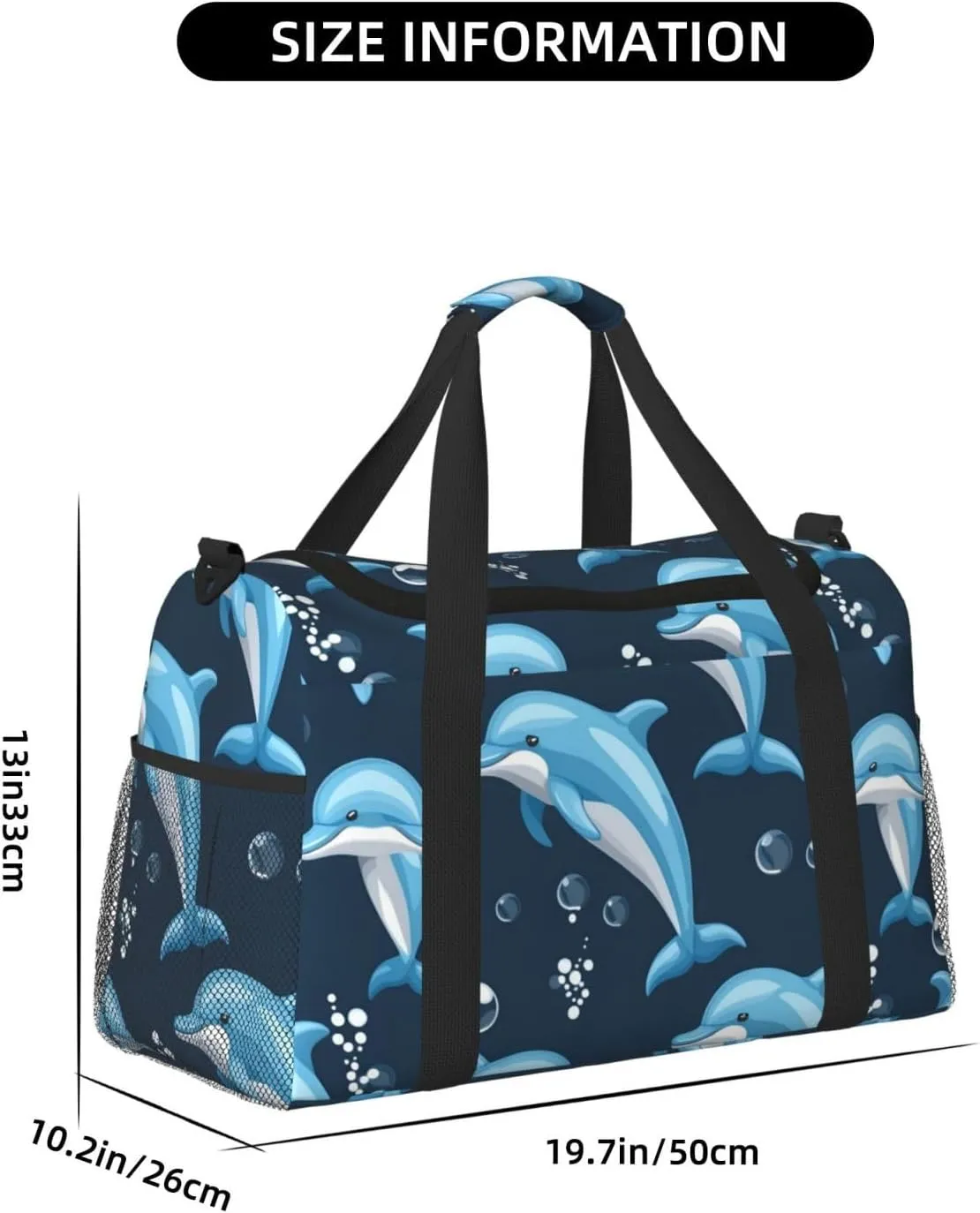Dolphin Balls Travel Duffel Bag With Zippers And Handles, Big Foldable Duffle Bag For Family Vacations
