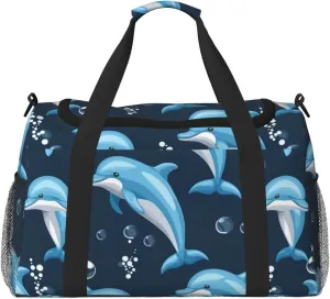 Dolphin Balls Travel Duffel Bag With Zippers And Handles, Big Foldable Duffle Bag For Family Vacations