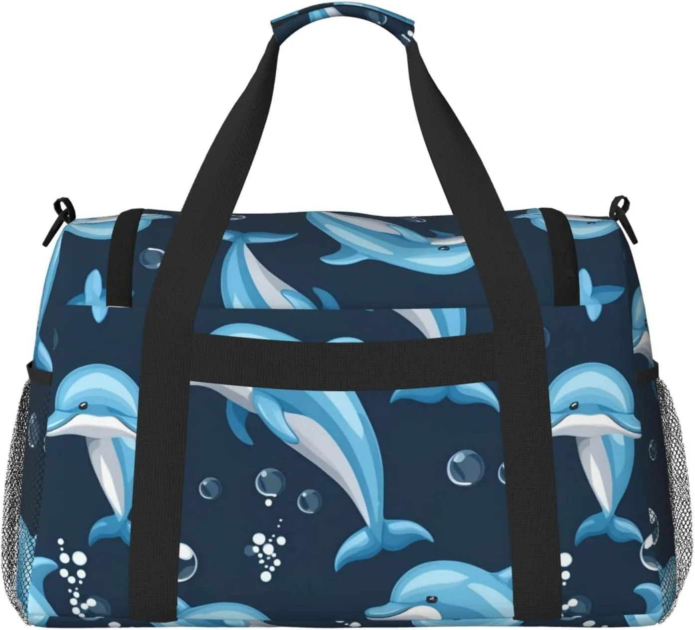 Dolphin Balls Travel Duffel Bag With Zippers And Handles, Big Foldable Duffle Bag For Family Vacations