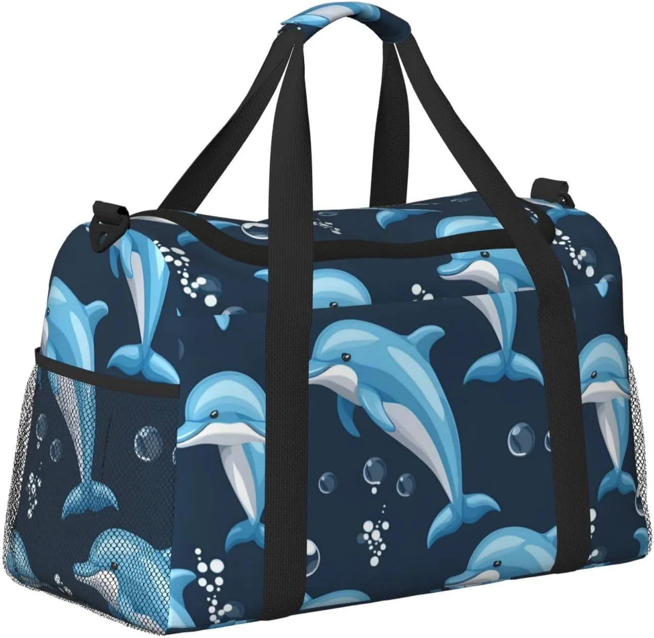 Dolphin Balls Travel Duffel Bag With Zippers And Handles, Big Foldable Duffle Bag For Family Vacations