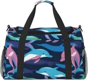 Dolphin Travel Duffel Bag With Zippers And Handles, Big Foldable Duffle Bag For Family Vacations