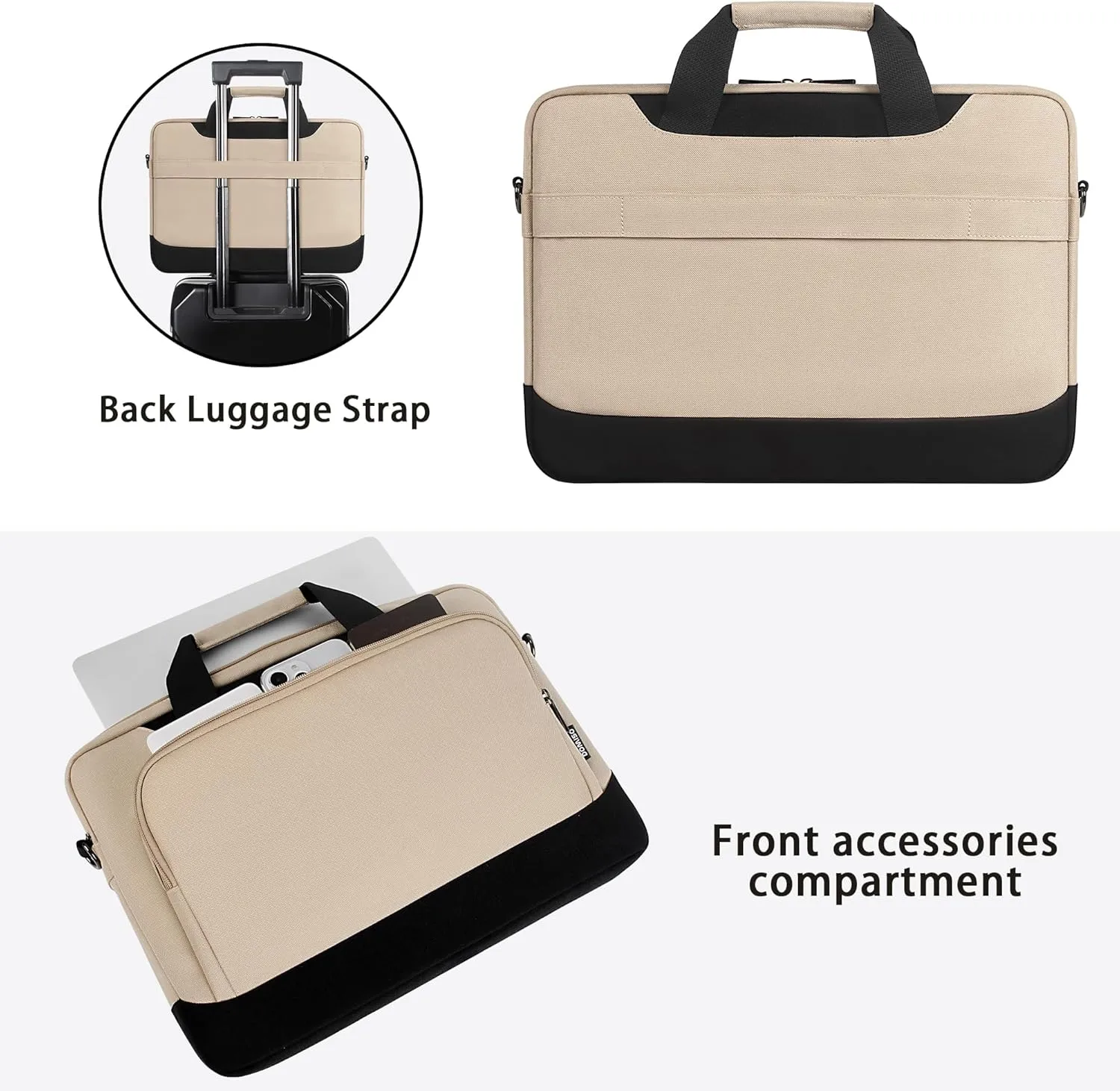 DOMISO Laptop Sleeve Case Large Capacity Shoulder Bag Compatible with 17-17.3 inch Dell XPS/HP Gaming Pavilion 17 / Chromebook 317，Beige