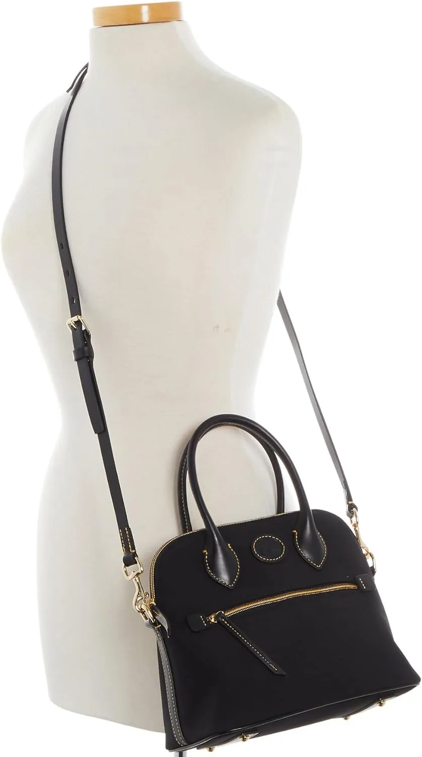 Dooney & Bourke Satchel Handbags for Women, Domed Nylon Bag with Leather Handles & Removable Crossbody Strap
