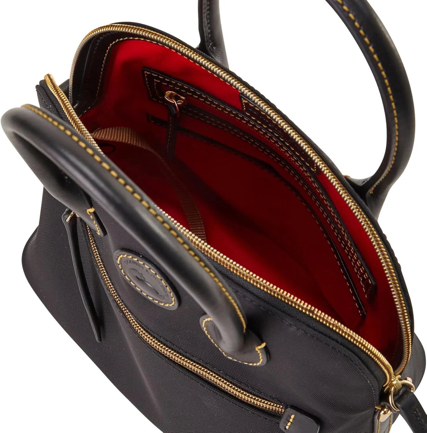 Dooney & Bourke Satchel Handbags for Women, Domed Nylon Bag with Leather Handles & Removable Crossbody Strap
