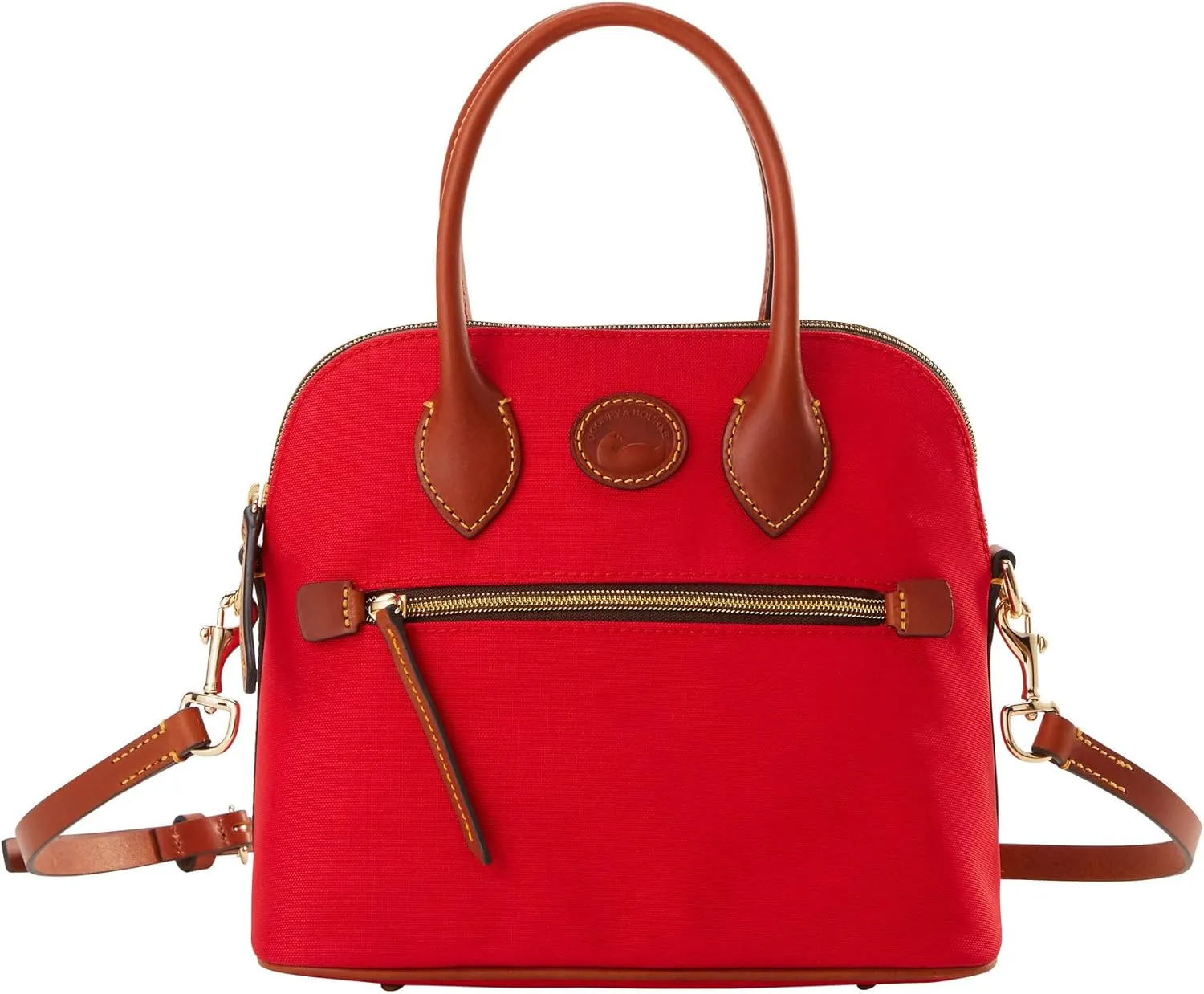 Dooney & Bourke Satchel Handbags for Women, Domed Nylon Bag with Leather Handles & Removable Crossbody Strap