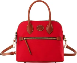 Dooney & Bourke Satchel Handbags for Women, Domed Nylon Bag with Leather Handles & Removable Crossbody Strap
