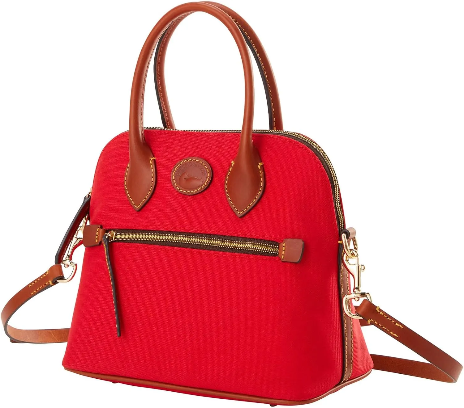 Dooney & Bourke Satchel Handbags for Women, Domed Nylon Bag with Leather Handles & Removable Crossbody Strap