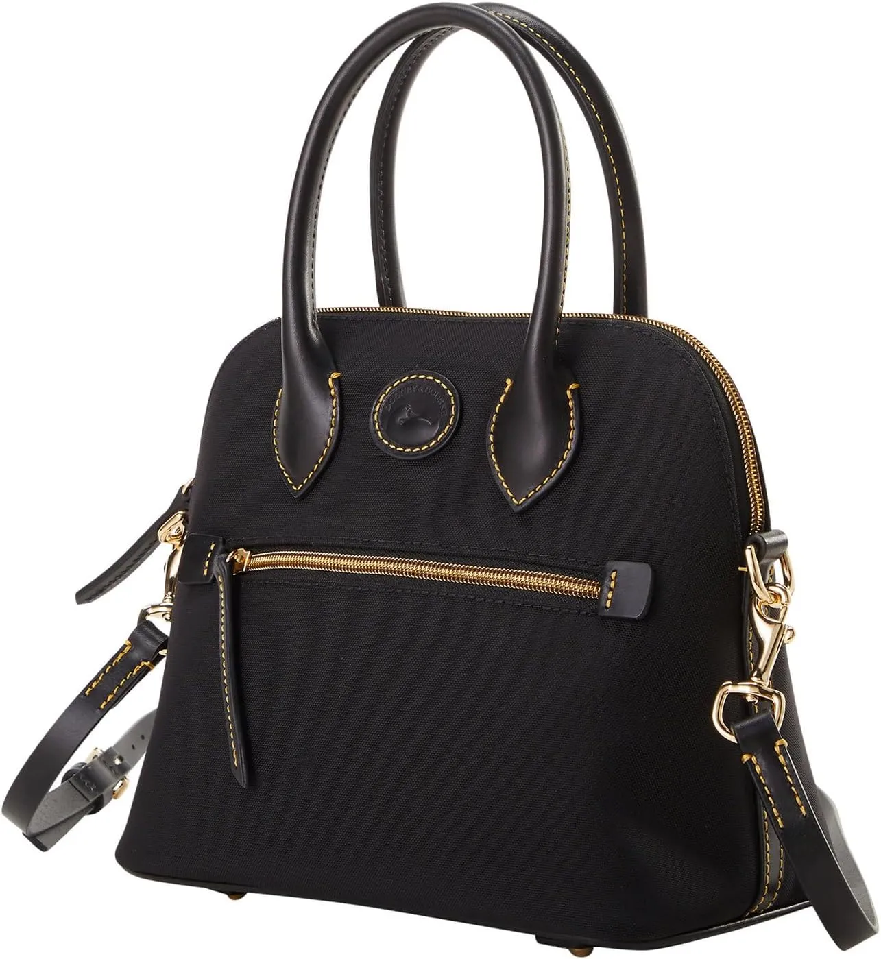 Dooney & Bourke Satchel Handbags for Women, Domed Nylon Bag with Leather Handles & Removable Crossbody Strap