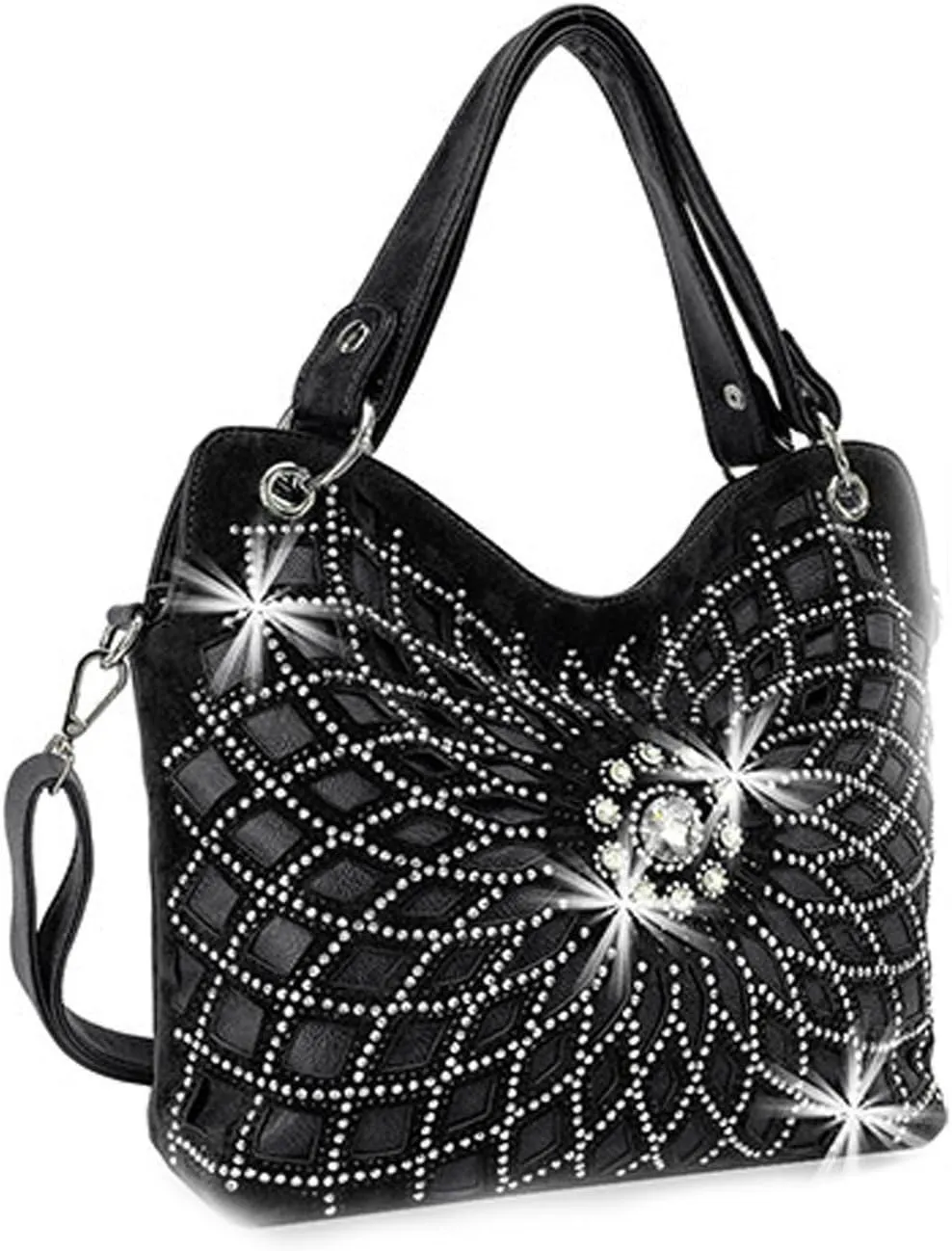 Double Handles Large Star Flower Bling Purse