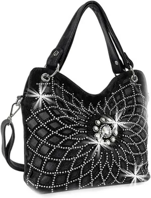 Double Handles Large Star Flower Bling Purse