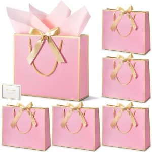 DOYIDE 15 Pcs Thank You Gift Bags with Tissue Paper, 11.8x10x4in Paper Gift Bags with Bow Ribbon, Gift Wrap Bags with Handles for Wedding Birthday Baby Shower Bridesmaid Party