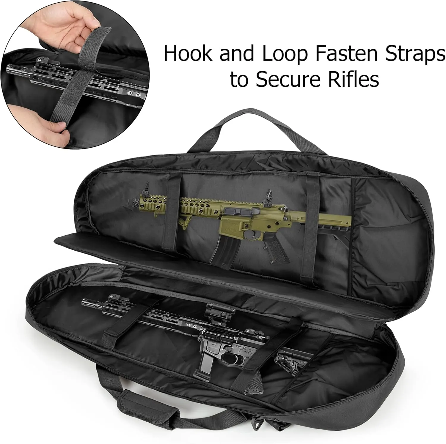DSLEAF Double Short Barrel Rifle Case for 32” Rifles, Soft Tactical Rifle Backpack & Padded Rifle Bag for Hunting and Shooting