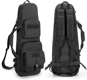 DSLEAF Double Short Barrel Rifle Case for 32” Rifles, Soft Tactical Rifle Backpack & Padded Rifle Bag for Hunting and Shooting