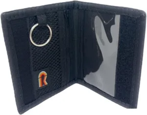 Dual Sided ID Holder. Minimalist Front Pocket. Purse Wallet. Slim. Hook n Loop. USA Made (Black)