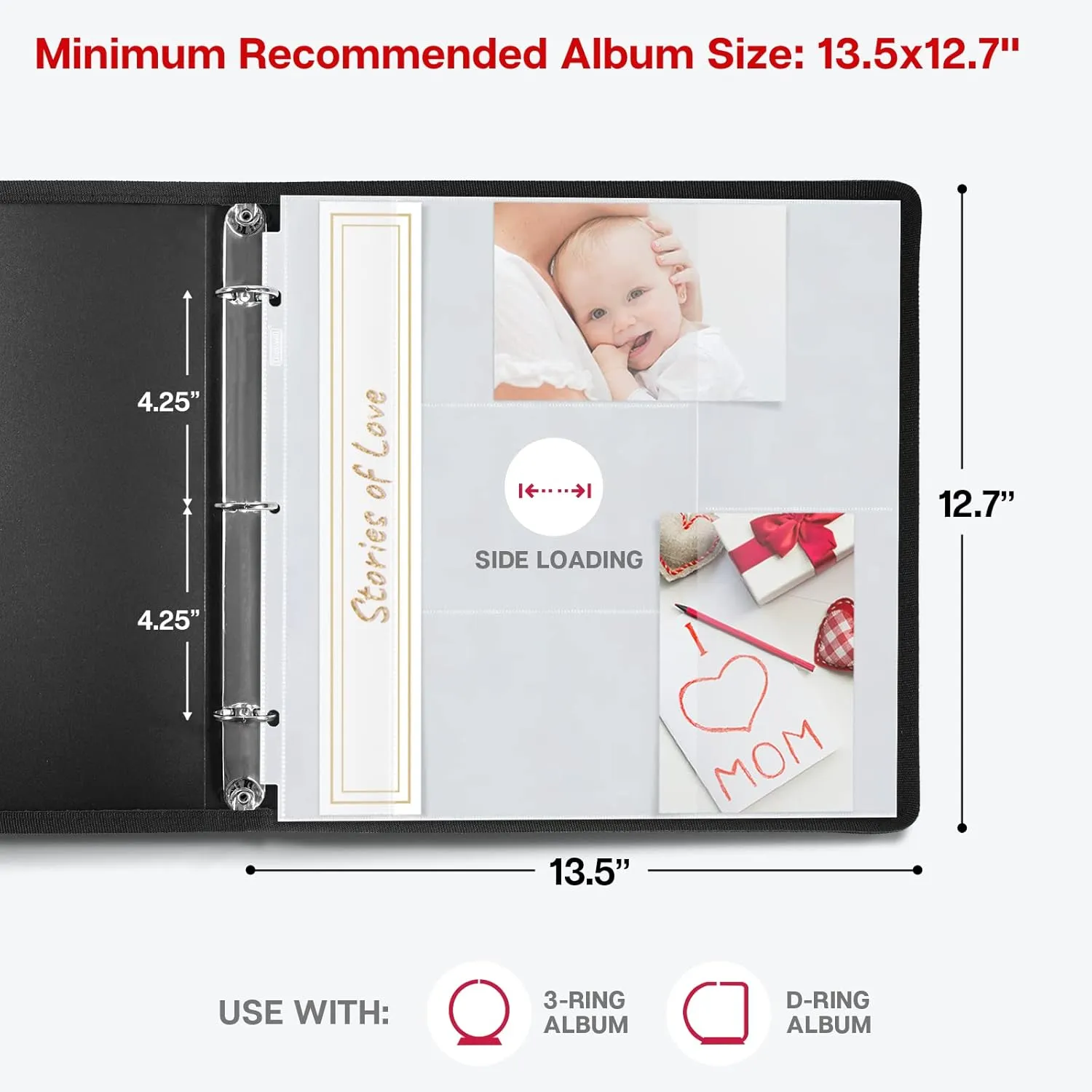 Dunwell Photo Album Refill Pages 12x12 (4x6 Mixed Layout), 100 Pack Holds 1000 Pictures, Plastic 4 x 6 Photo Sleeves for 3-Ring Scrapbook Binder, Acid-Free Poly
