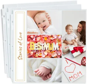 Dunwell Photo Album Refill Pages 12x12 (4x6 Mixed Layout), 100 Pack Holds 1000 Pictures, Plastic 4 x 6 Photo Sleeves for 3-Ring Scrapbook Binder, Acid-Free Poly