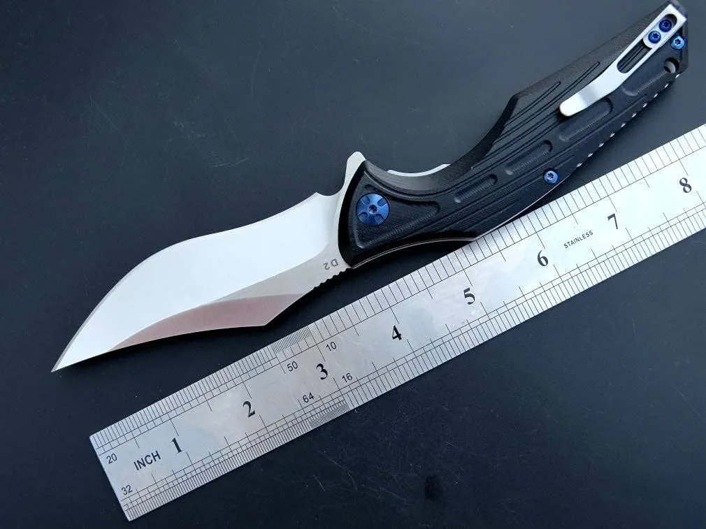 Eafengrow EF924 Folding Knife D2 Steel Blade   G10 Handle camping Knife Outdoor EDC TOOL (Black)