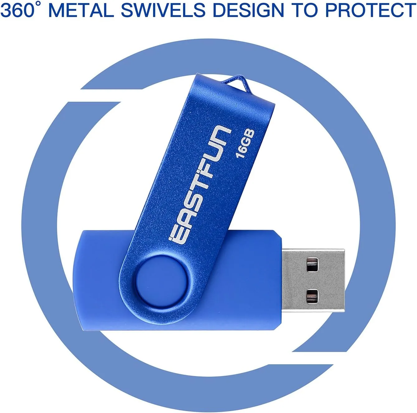 EASTFUN 6 Pcs 16GB USB 2.0 Flash Drive Fold Storage Memory Stick Thumb Drive Swivel Design, Mix Colors (Rose Gold Red Blue Black Green)