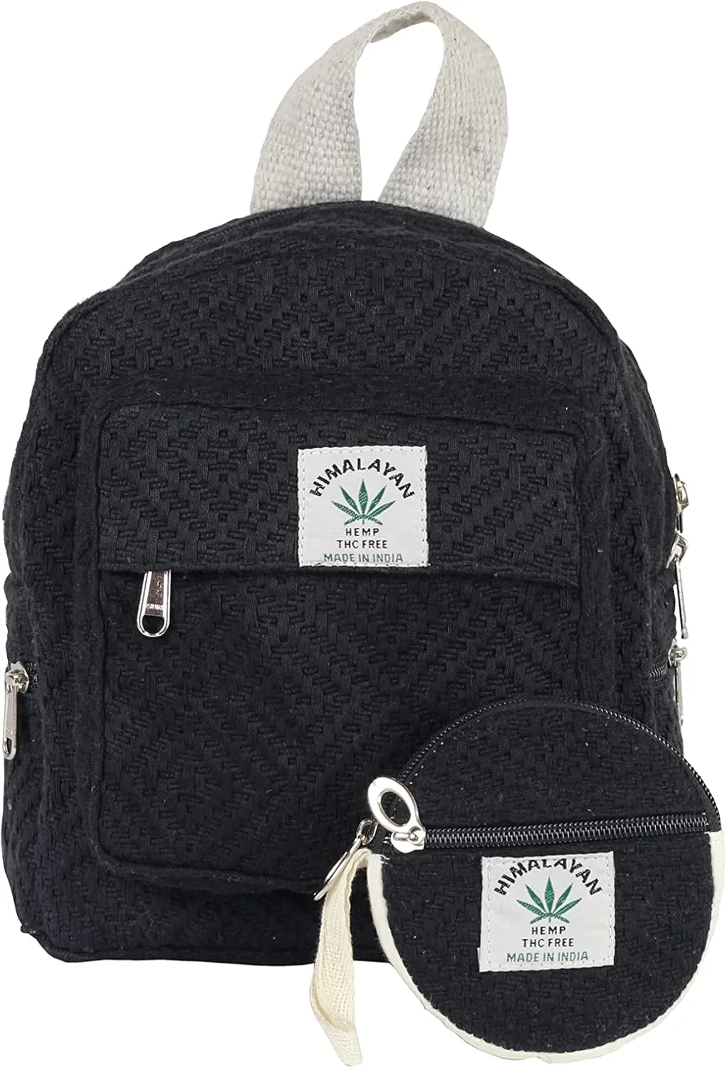 Eco Friendly Set Of Hemp Mini Backpack   Coin Purse Cute Light Weight Hemp Bag For women Girl (Black)
