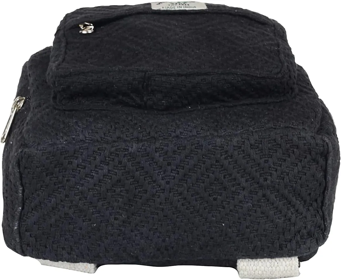 Eco Friendly Set Of Hemp Mini Backpack   Coin Purse Cute Light Weight Hemp Bag For women Girl (Black)