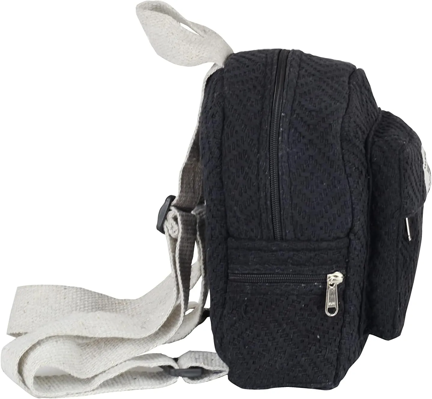 Eco Friendly Set Of Hemp Mini Backpack   Coin Purse Cute Light Weight Hemp Bag For women Girl (Black)