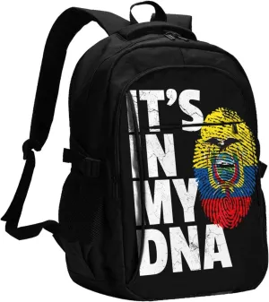 Ecuador Ecuadorian Pride Flag Travel Backpacks Casual Backpack Large Capacity Laptop Rucksack Luggage Daypacks with USB Charging Port Multi-Pockets Bags for Hiking