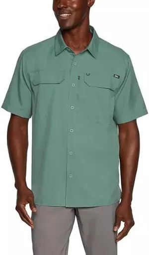 Eddie Bauer Men’s UPF 50 Sun Protection Short Sleeve Relaxed Fit Woven Tech Shirt