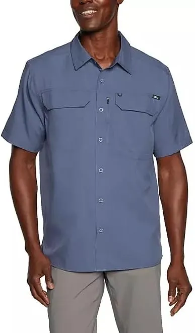 Eddie Bauer Men’s UPF 50 Sun Protection Short Sleeve Relaxed Fit Woven Tech Shirt