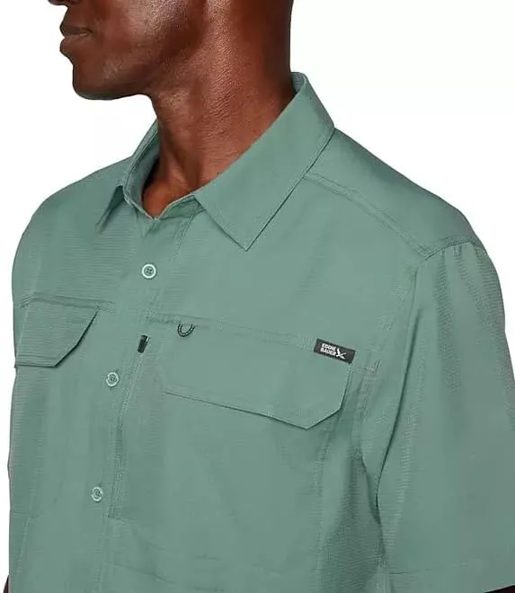 Eddie Bauer Men’s UPF 50 Sun Protection Short Sleeve Relaxed Fit Woven Tech Shirt