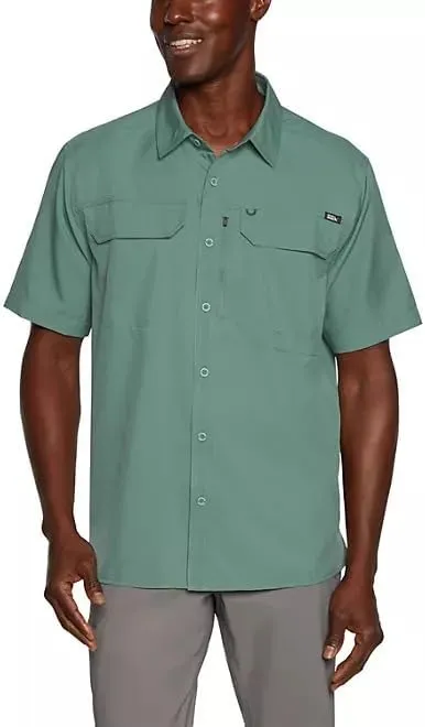 Eddie Bauer Men’s UPF 50 Sun Protection Short Sleeve Relaxed Fit Woven Tech Shirt