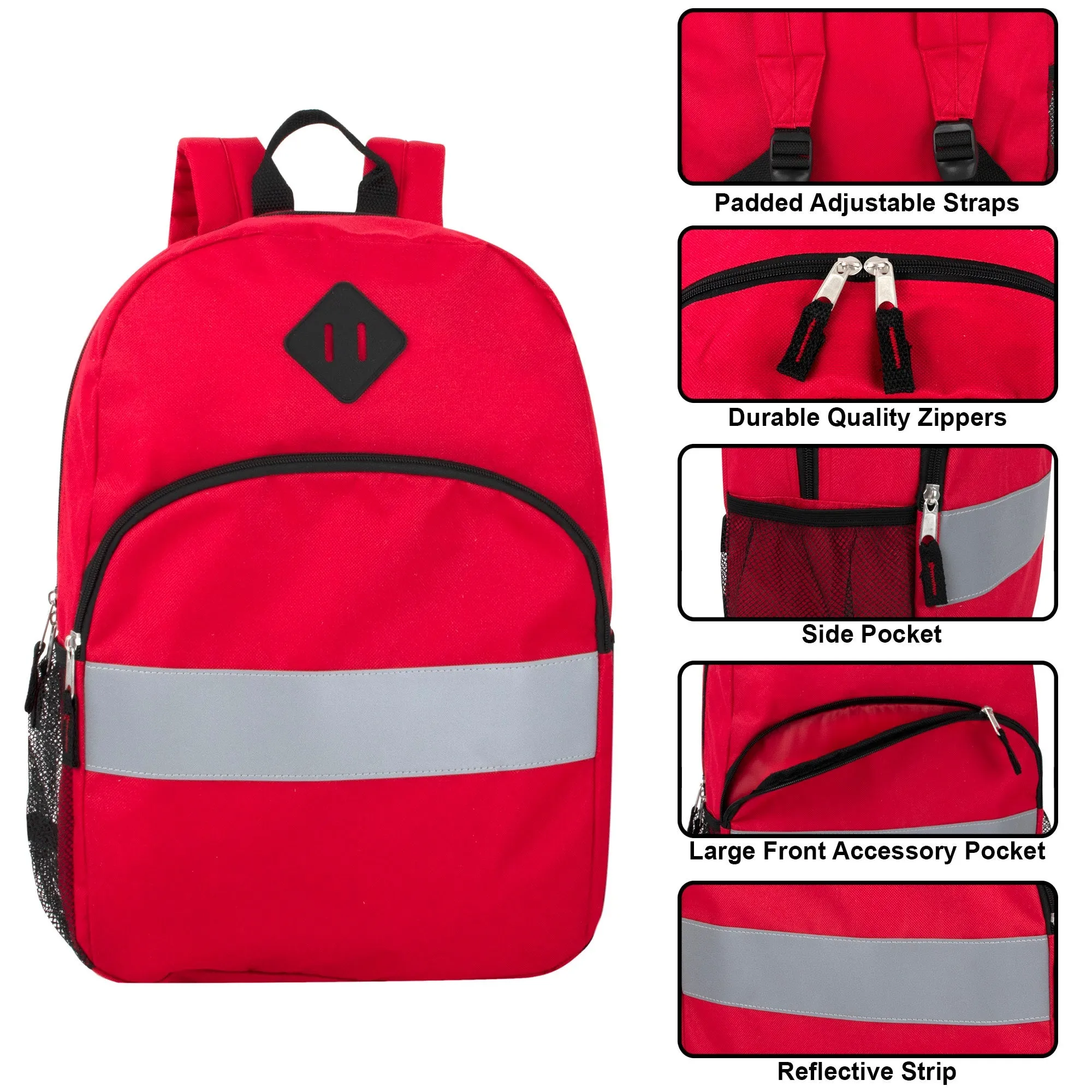 eflective Backpack with Side Pocket 17-Inch Wholesale