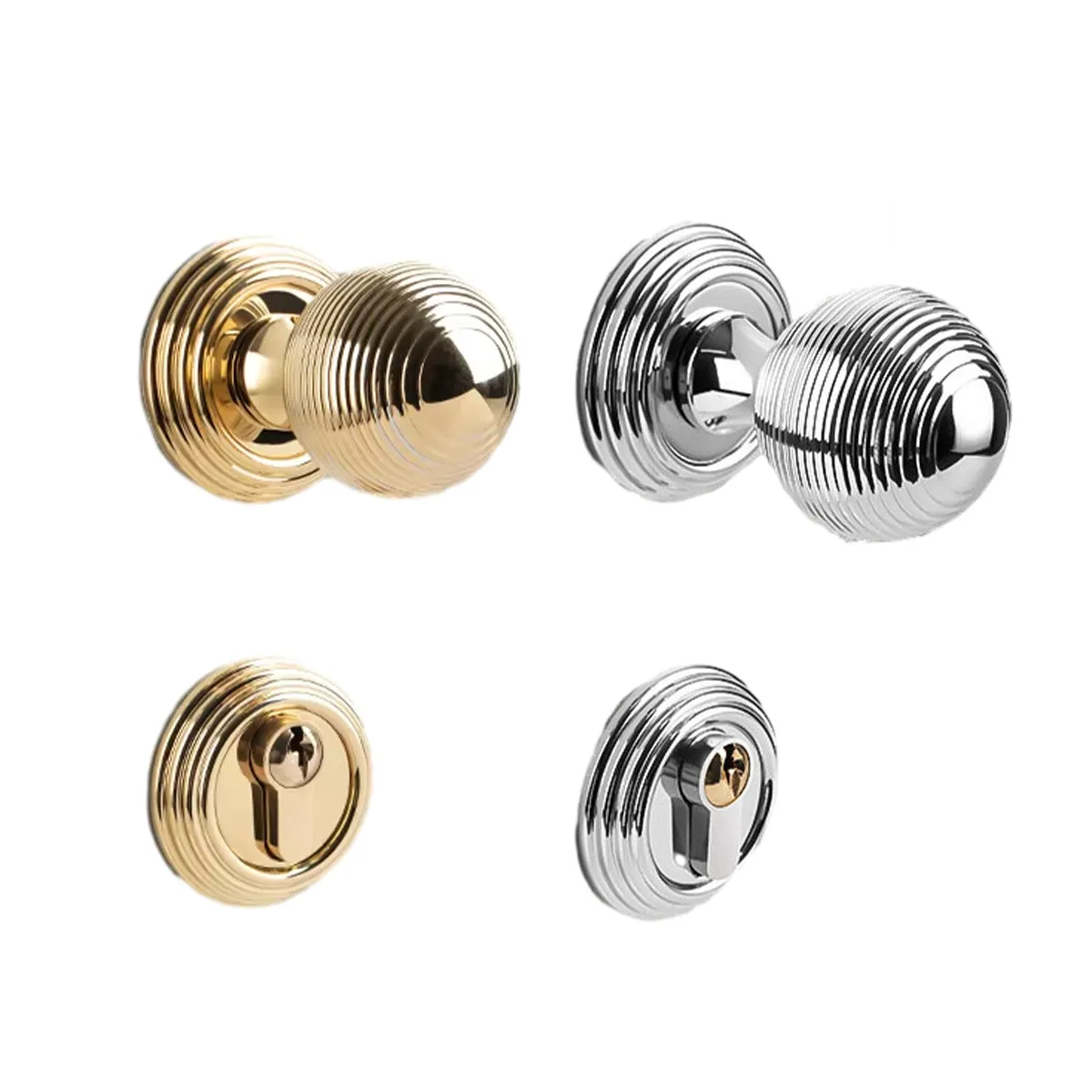 Elegant Entrance & Front Door Handles with Knobs Gold