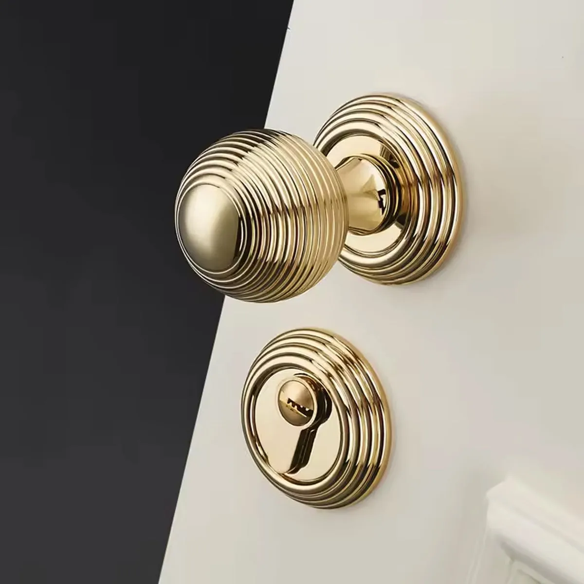 Elegant Entrance & Front Door Handles with Knobs Gold