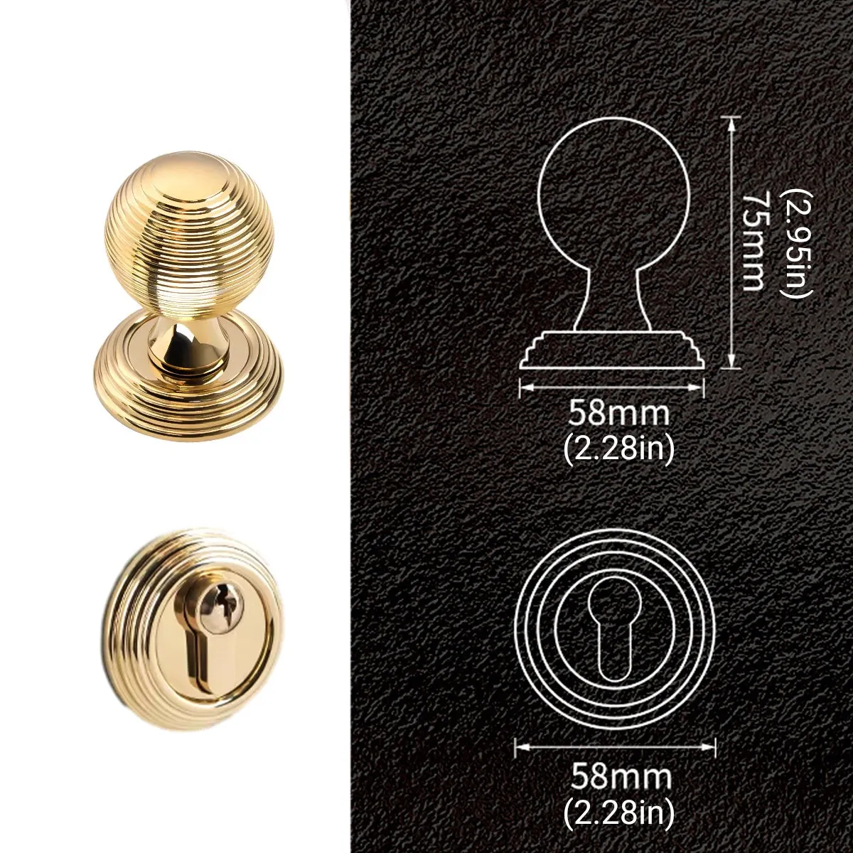 Elegant Entrance & Front Door Handles with Knobs Gold