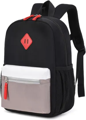 Elementary Backpack for Boys and Girls 5-9 Years Kindergarten Primary Kids Bookbag with Chest Buckle (Black Grey, Large-17inch)