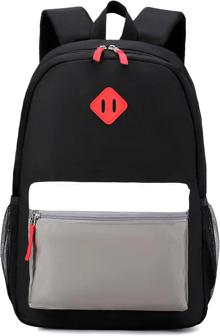 Elementary Backpack for Boys and Girls 5-9 Years Kindergarten Primary Kids Bookbag with Chest Buckle (Black Grey, Large-17inch)