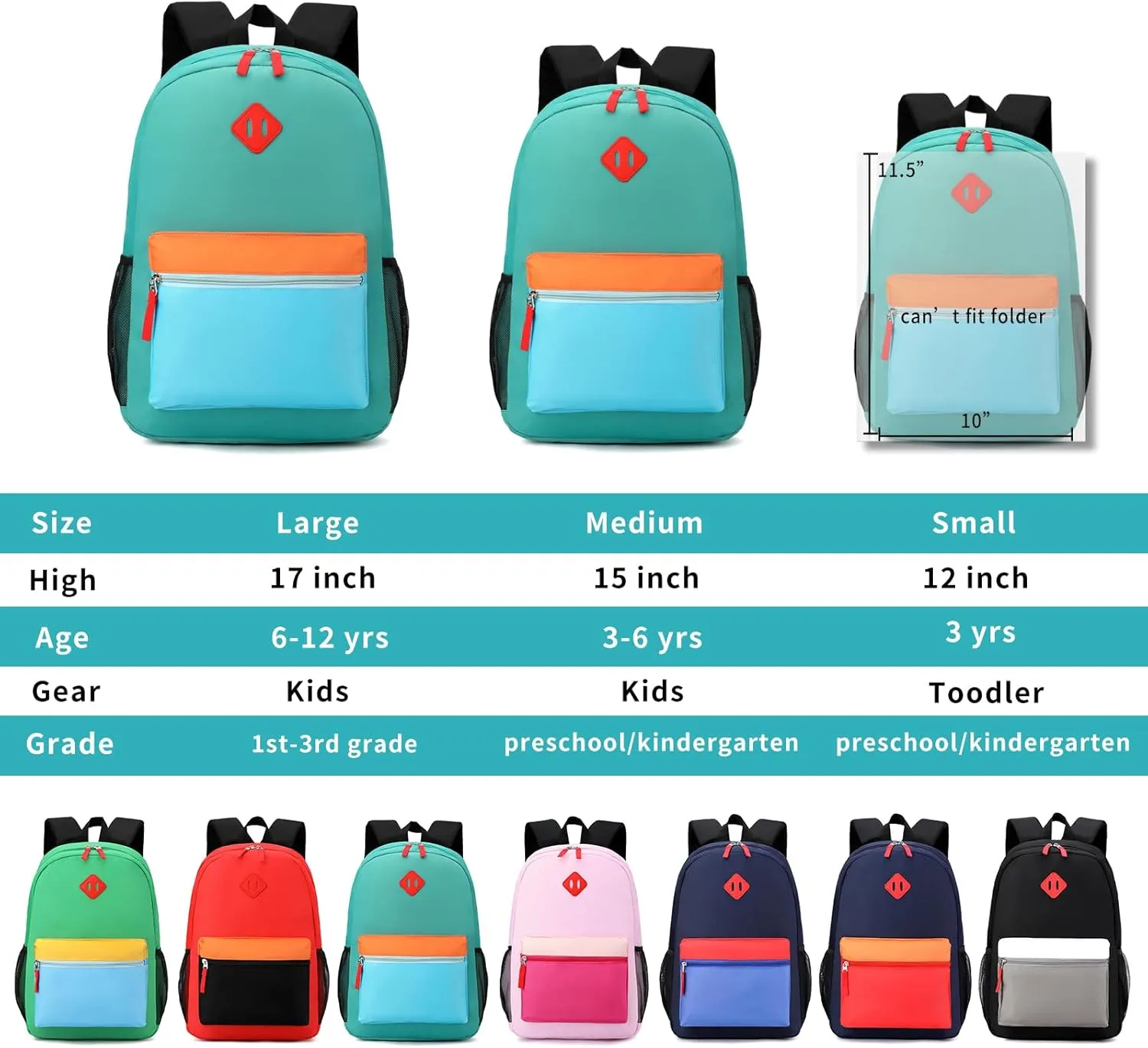 Elementary Backpack for Boys and Girls 5-9 Years Kindergarten Primary Kids Bookbag with Chest Buckle (Blue Yellow, Large-17 H)