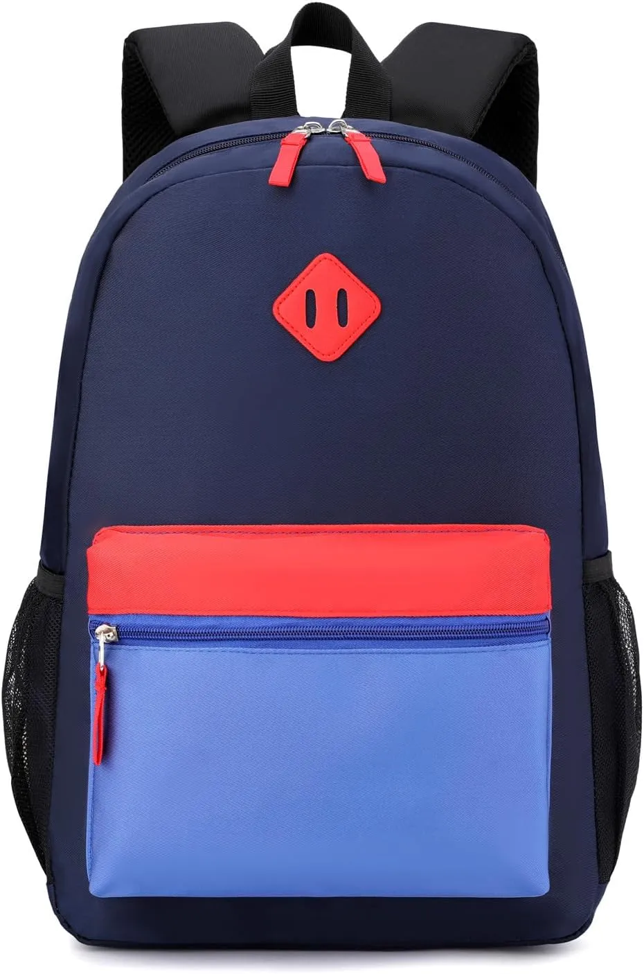 Elementary Backpack for Boys and Girls 5-9 Years Kindergarten Primary Kids Bookbag with Chest Buckle (Navy Blue, Large-17inch)