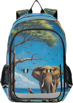 Elephant Trees Bird Print Backpack for Boys Middle-School Elementary Bookbags 20325588
