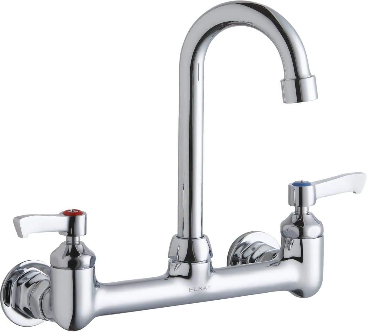 Elkay LK940GN04L2H Centerset Wall Mount Scrub/Handwash Faucet with 4" Gooseneck Spout and 2" Lever Handles, Chrome