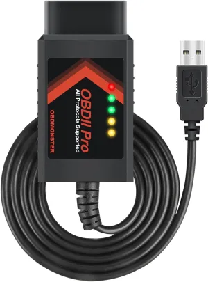 ELM327 OBD2 Adapter Compatible with F150 F250 and More, for MS/HS CAN Automatically Switch, OBDII Diagnostic Scanner via USB for Windows only